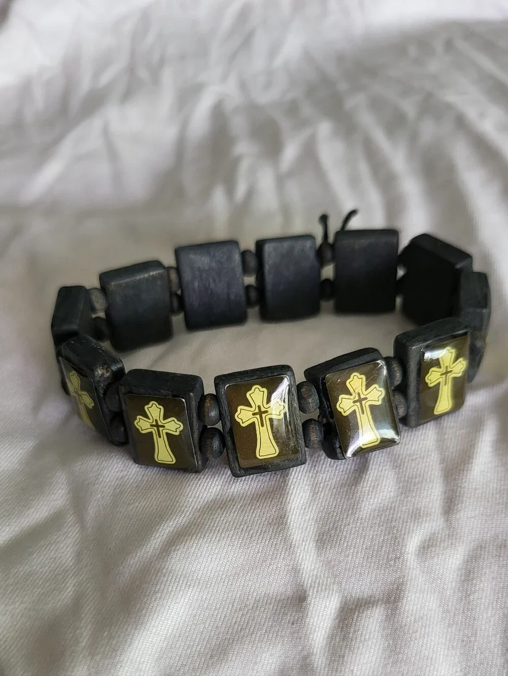Stretch Bracelet with Yellow Cross Accents